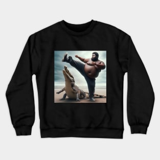 gat guy kicking the aligator Crewneck Sweatshirt